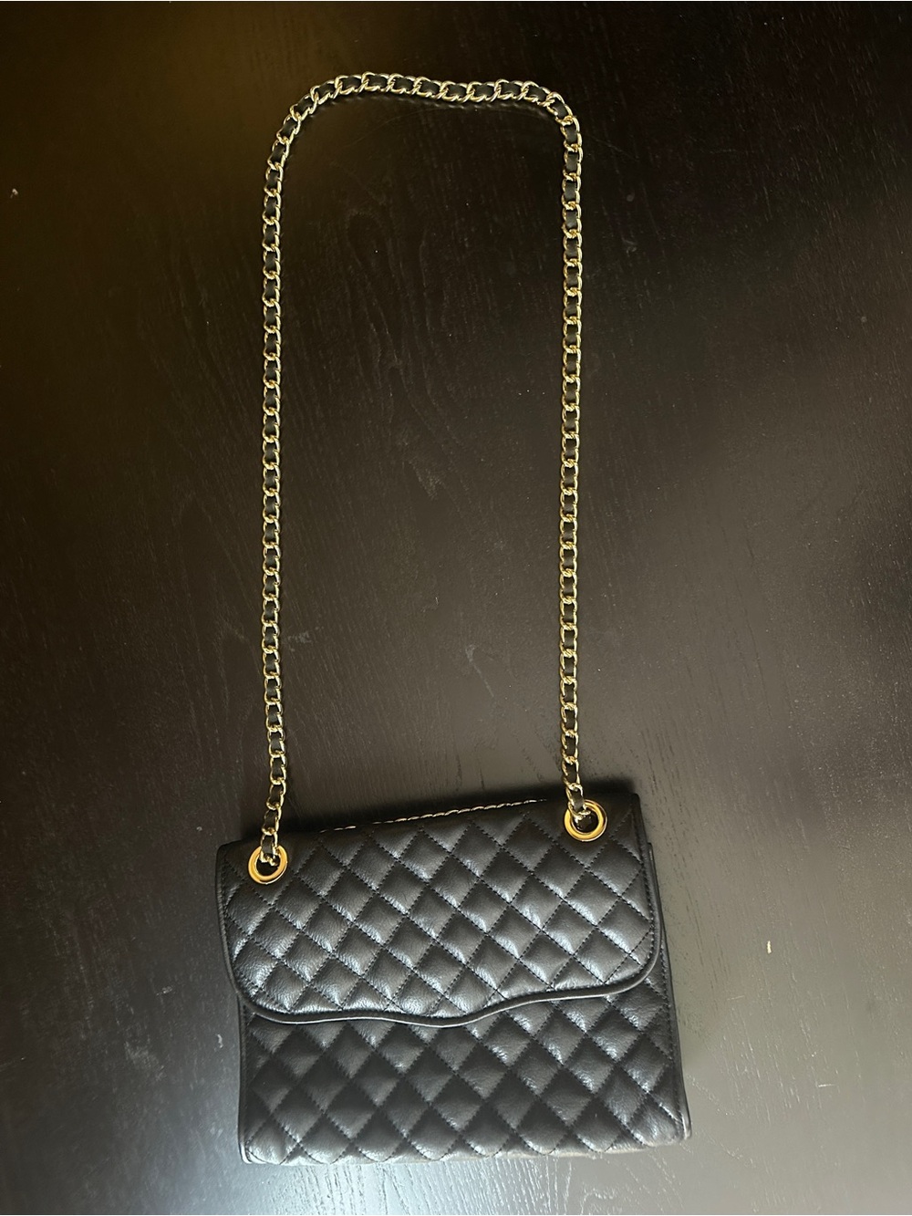 Rebecca Minkoff black quilted chain-strap crossbody/shoulder handbag - Picture 5 of 13